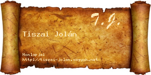 Tiszai Jolán névjegykártya
